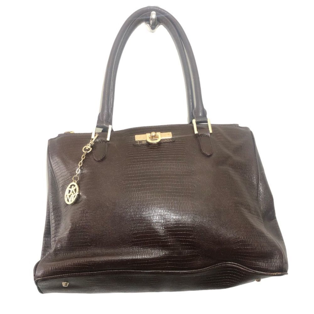 DKNY Brown Croc Embossed Leather Satchel Handbag
